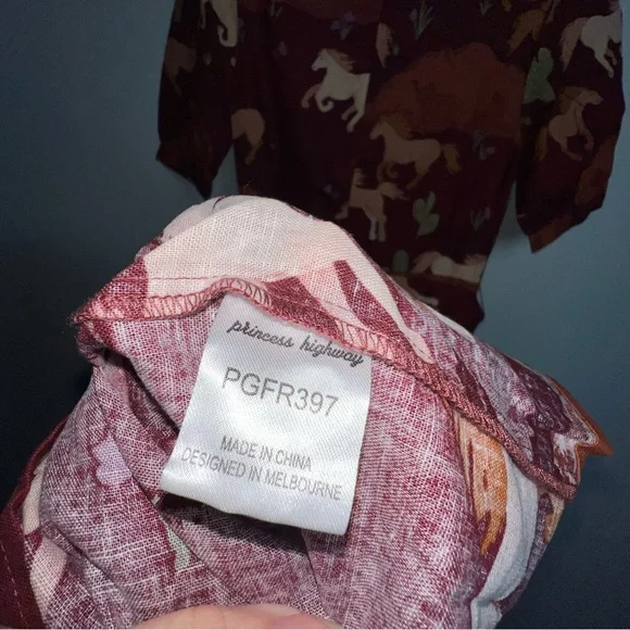 Princess Highway Country Roam Take Me Home Horse Midi Dress Brown AU 8 US 4 West - Picture 5 of 16